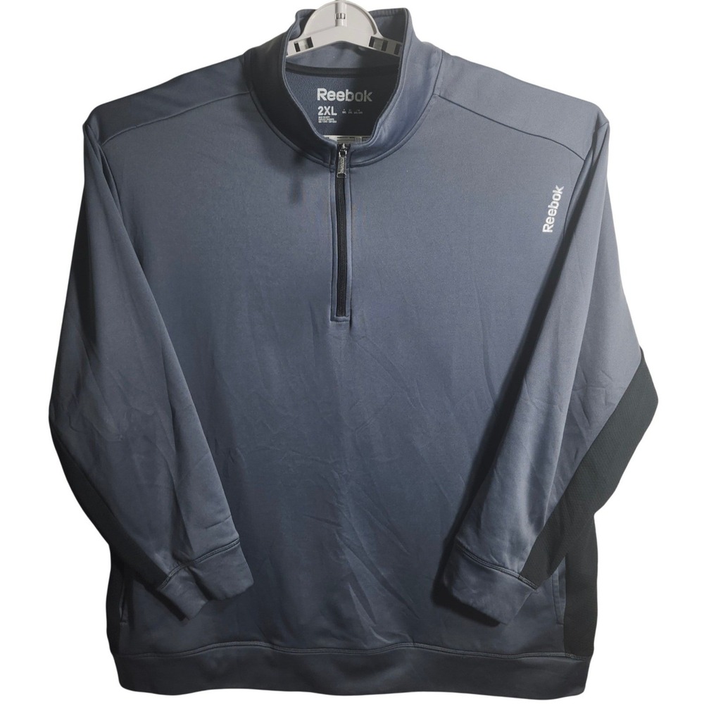 Reebok Mens 2XL Quarter‎ Zip Pullover Gray Long Sleeve Athletic PlayWarm
